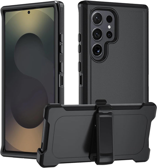 samsung galaxy z fold 6 triple layer otterbox defender style case with 360° Rotating Belt Clip & Kickstand