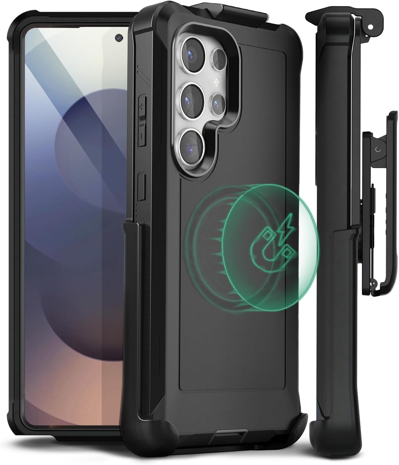 samsung galaxy z fold 4 triple layer otterbox defender style case with 360° Rotating Belt Clip & Kickstand