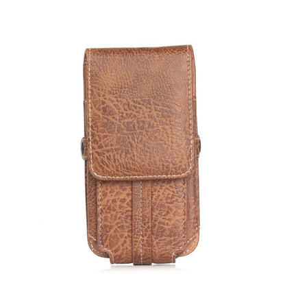 Multifunction PU Leather Phone Holster with Belt loop, Card Slots & Carabiner Hook brown