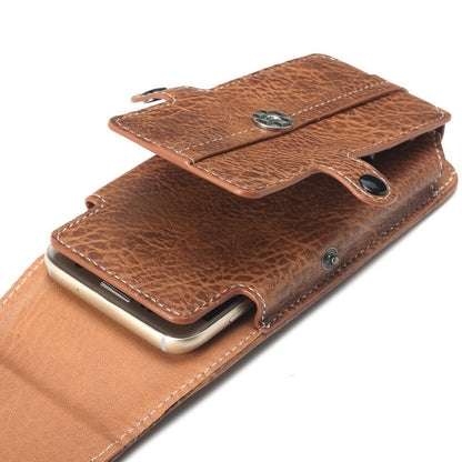 Multifunction PU Leather Phone Holster with Belt loop, Card Slots & Carabiner Hook brown