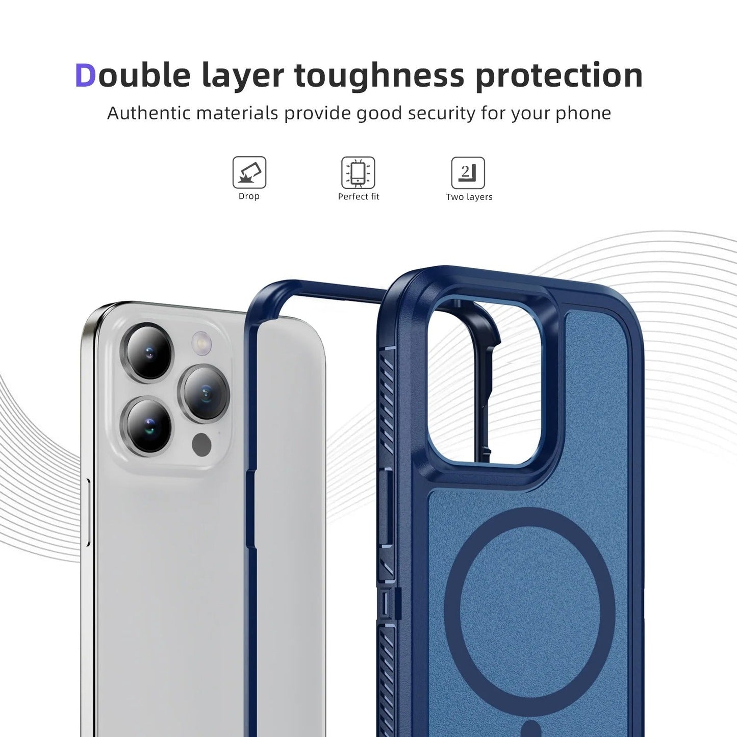 Iphone 16 case light weight 3-in-1 triple layer case otterbox defender series xt style (no logo)
