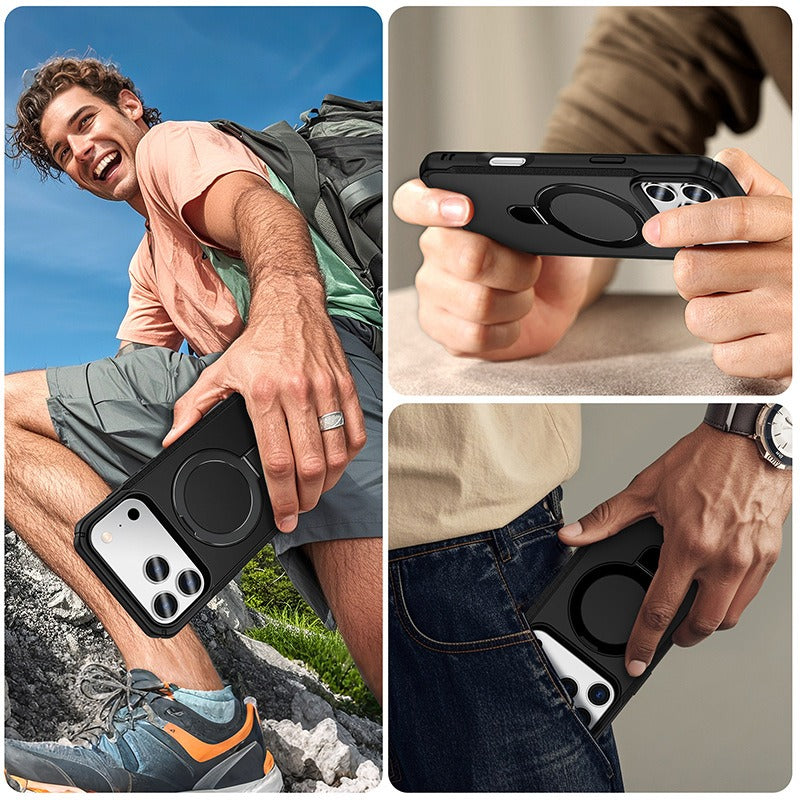 Iphone 17 air shockproof magsafe Case with Foldable Magnetic Ring Kickstand