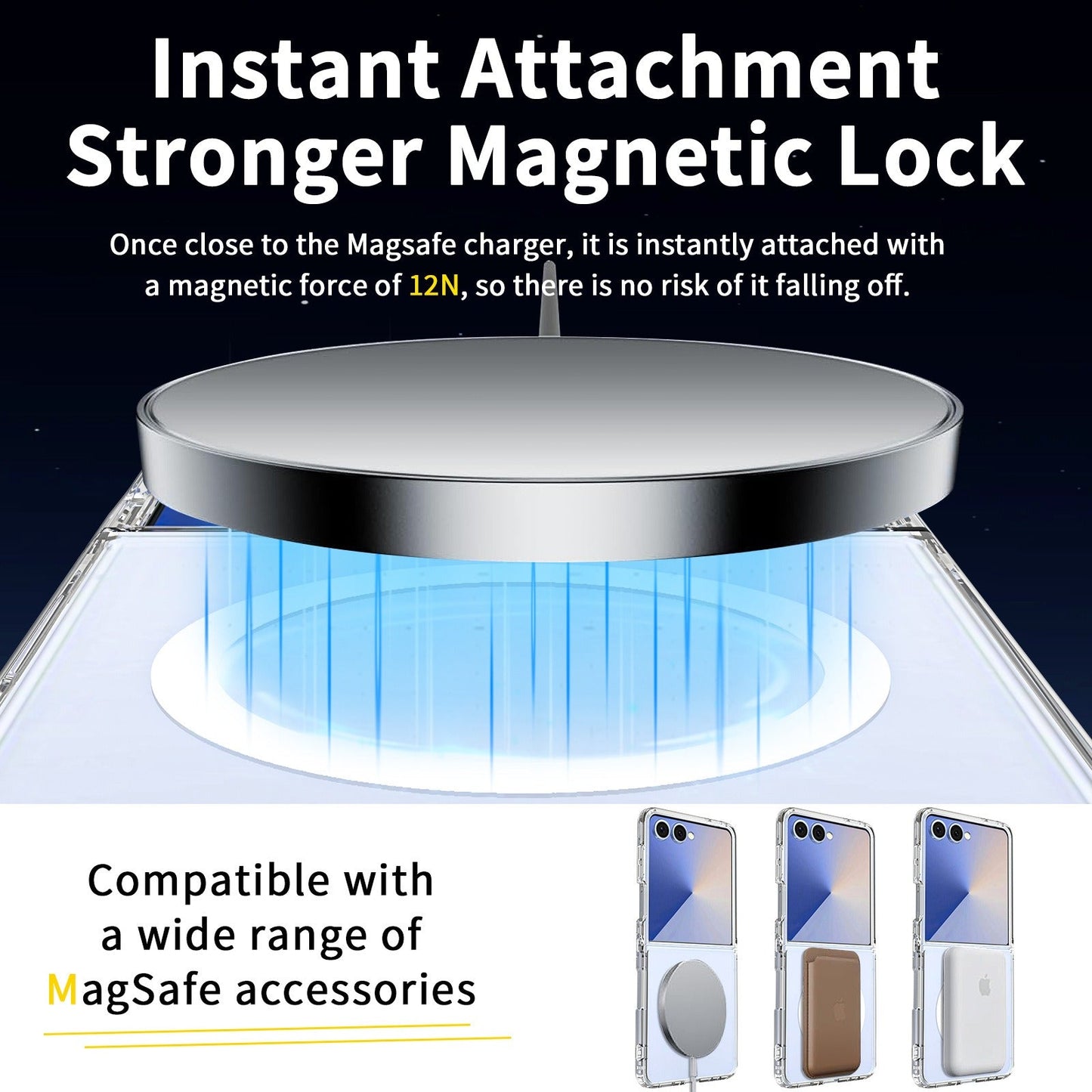 samsung galaxy z flip 6 Hybrid clear magsafe case strong magnet