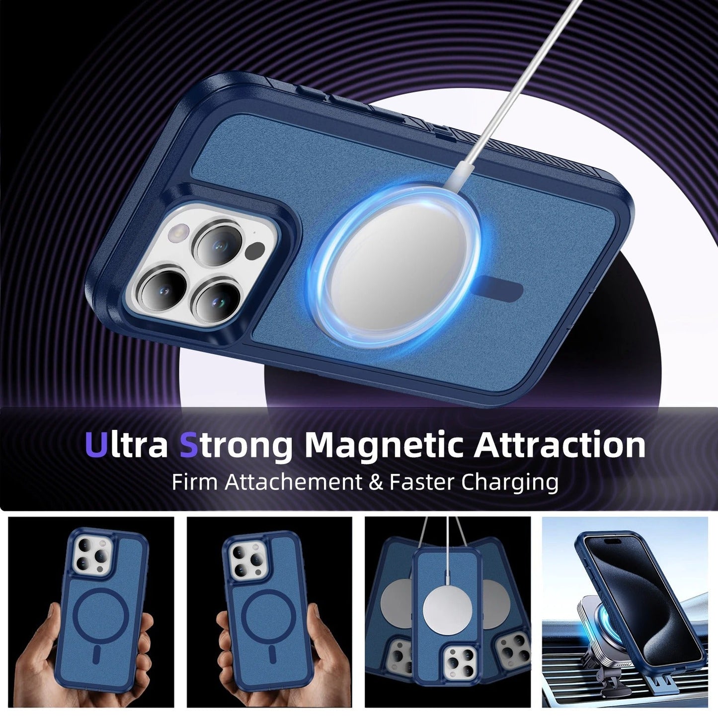 Iphone 16 case light weight 3-in-1 triple layer case otterbox defender series xt style (no logo)