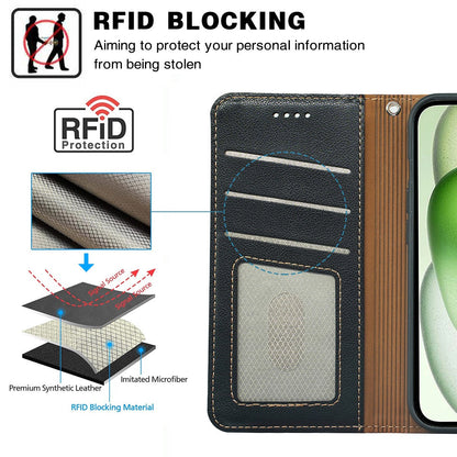 samsung galaxy a05 flip wallet case lichi grain finish with invisible magnetic closure (strong) & RFID blocking (w-015)