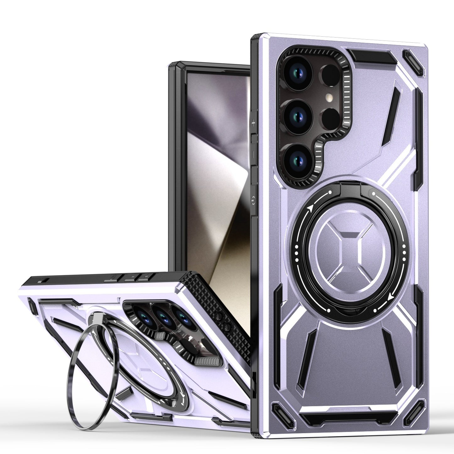 Samsung galaxy s26 plus Magnetic Case with rotating Ring Stand – Full Body Shockproof Rugged Cover, MagSafe Compatible (B011)