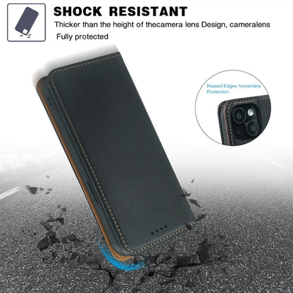 Moto g06 flip wallet case lichi grain finish with invisible magnetic closure (strong) & RFID blocking (w-015)