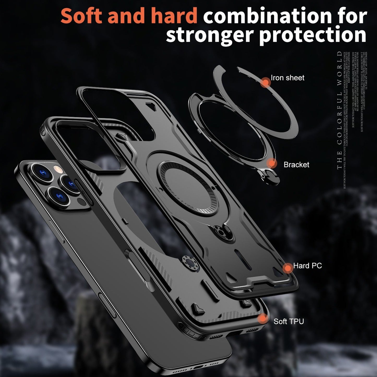 Iphone 17 air slim shockproof Case with 360? rotating Foldable Magnetic Ring Kickstand