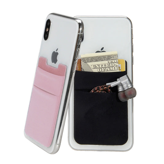 Ultra Slim Lycra Stretch Stick-On Phone Wallet – Dual Card Slots with Hidden Overlap Pocket