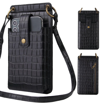Crocodile Pattern PU Leather Crossbody Phone Bag Wallet Purse with Card Slots, Mirror & Zipper Pocket