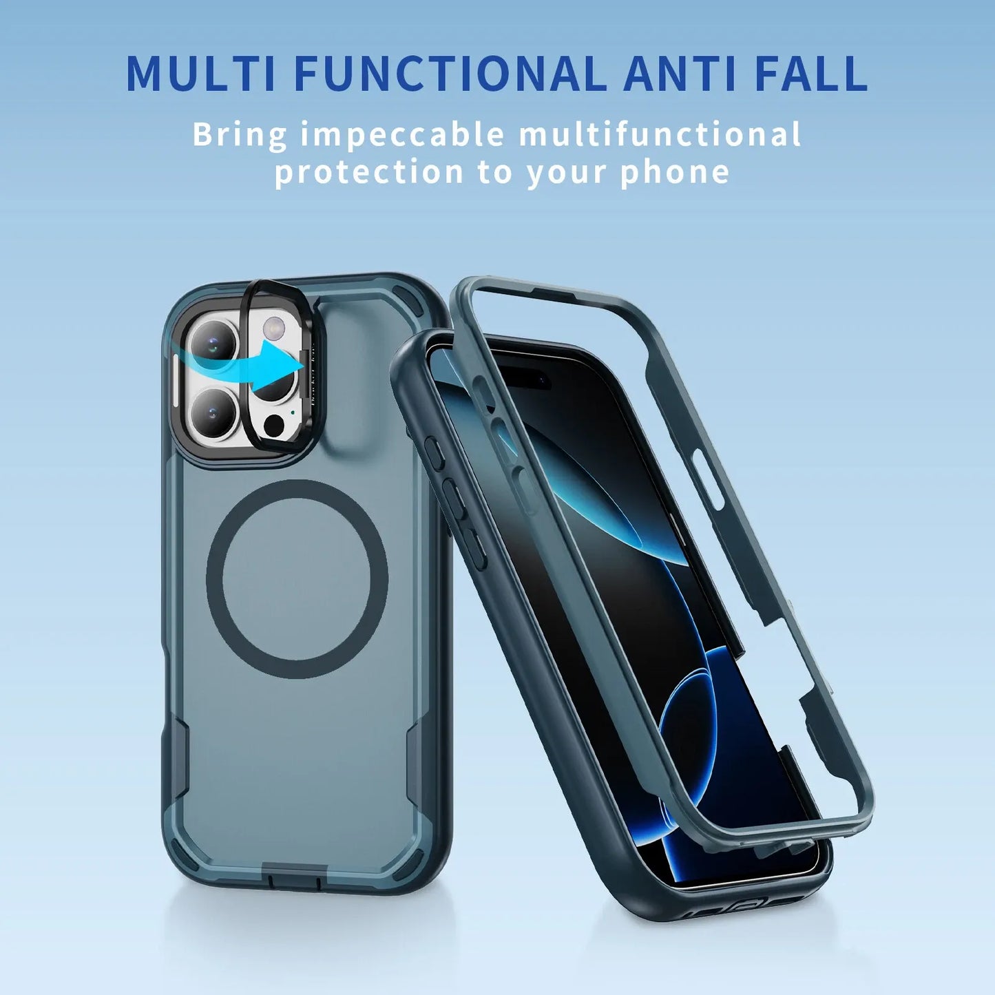 Iphone 17 air soft-touch 3 in 1 magsafe Case shockproof w foldable camera stand