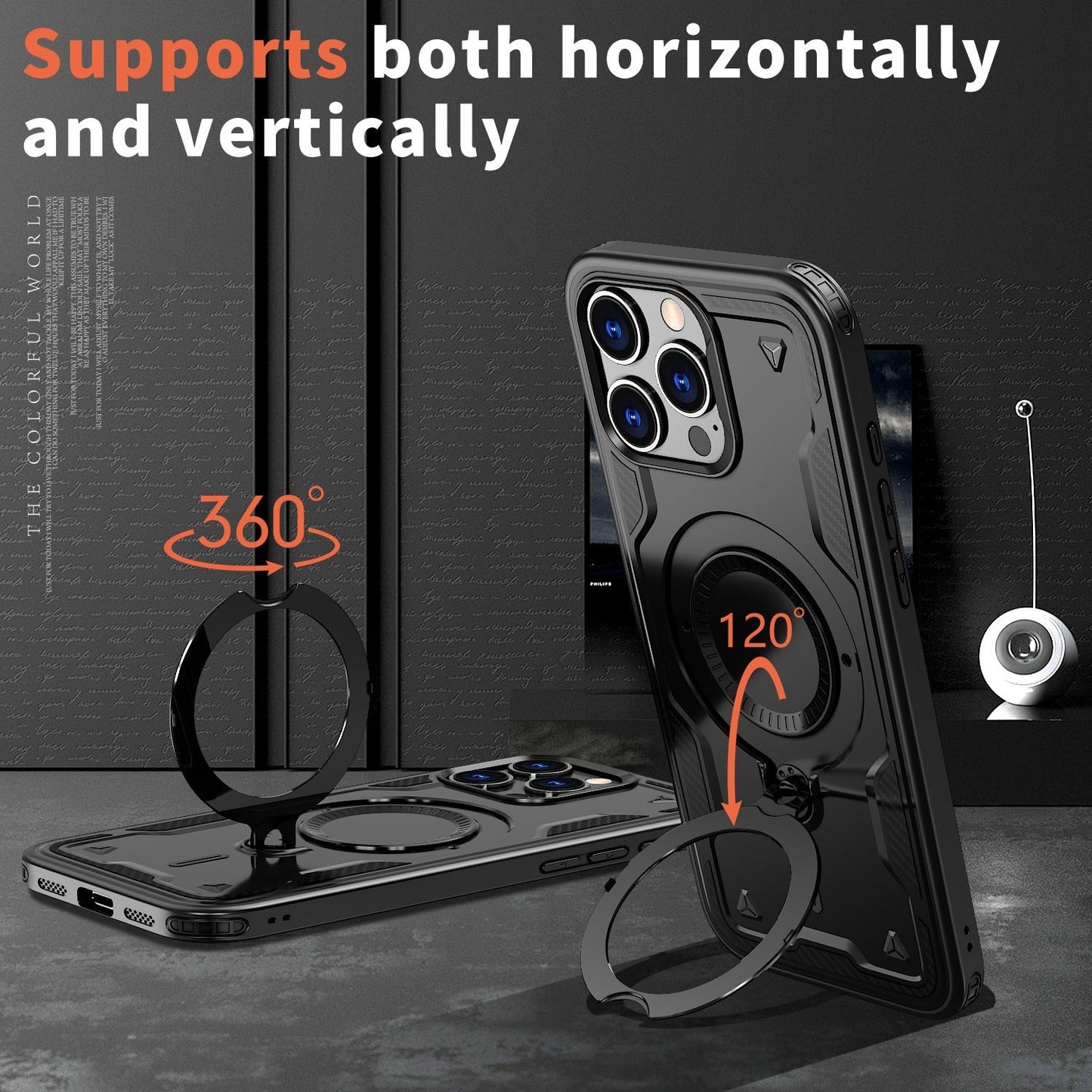 Iphone 17 air slim shockproof Case with 360? rotating Foldable Magnetic Ring Kickstand