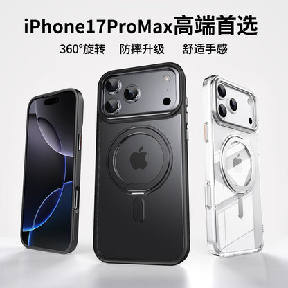 IPhone 13 pro max Crystal Clear MagSafe Case with Rotating Magnetic Ring & Metallic Camera Frame