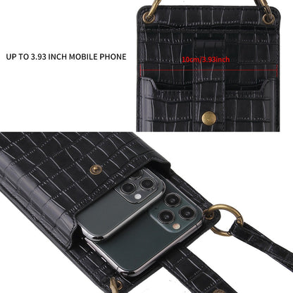 Crocodile Pattern PU Leather Crossbody Phone Bag Wallet Purse with Card Slots, Mirror & Zipper Pocket
