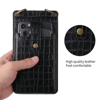 Crocodile Pattern PU Leather Crossbody Phone Bag Wallet Purse with Card Slots, Mirror & Zipper Pocket