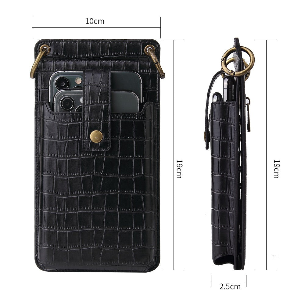 Crocodile Pattern PU Leather Crossbody Phone Bag Wallet Purse with Card Slots, Mirror & Zipper Pocket