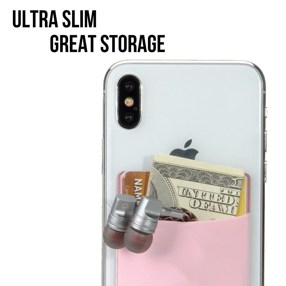 Ultra Slim Lycra Stretch Stick-On Phone Wallet – Dual Card Slots with Hidden Overlap Pocket