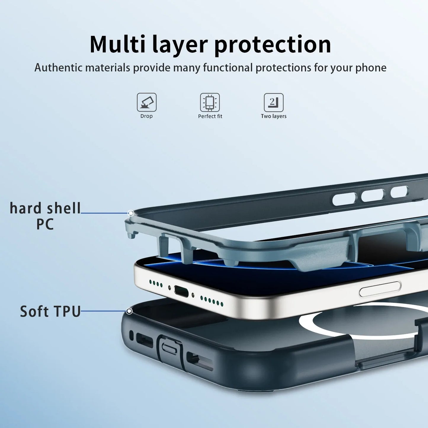Iphone 17 air soft-touch 3 in 1 magsafe Case shockproof w foldable camera stand