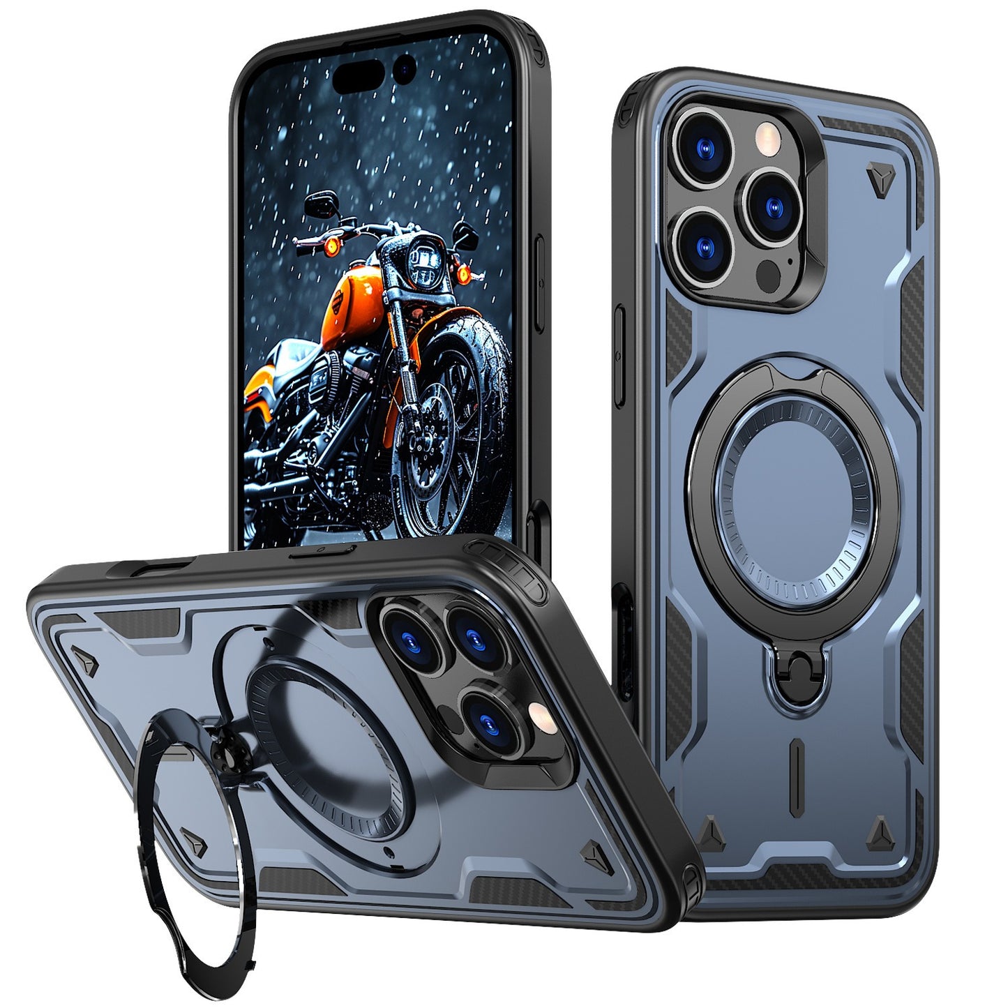 Iphone 17 slim shockproof Case with 360? rotating Foldable Magnetic Ring Kickstand
