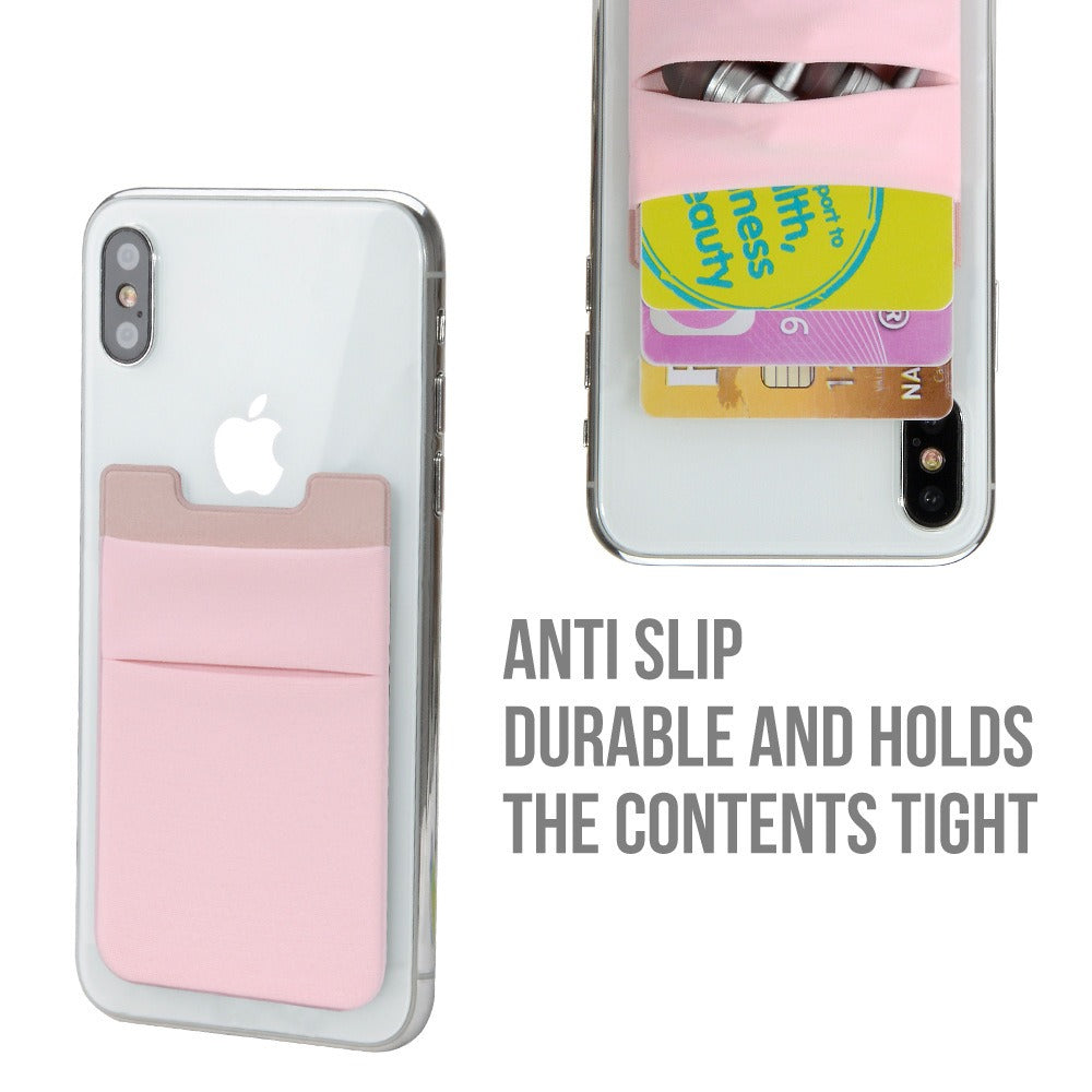Ultra Slim Lycra Stretch Stick-On Phone Wallet – Dual Card Slots with Hidden Overlap Pocket