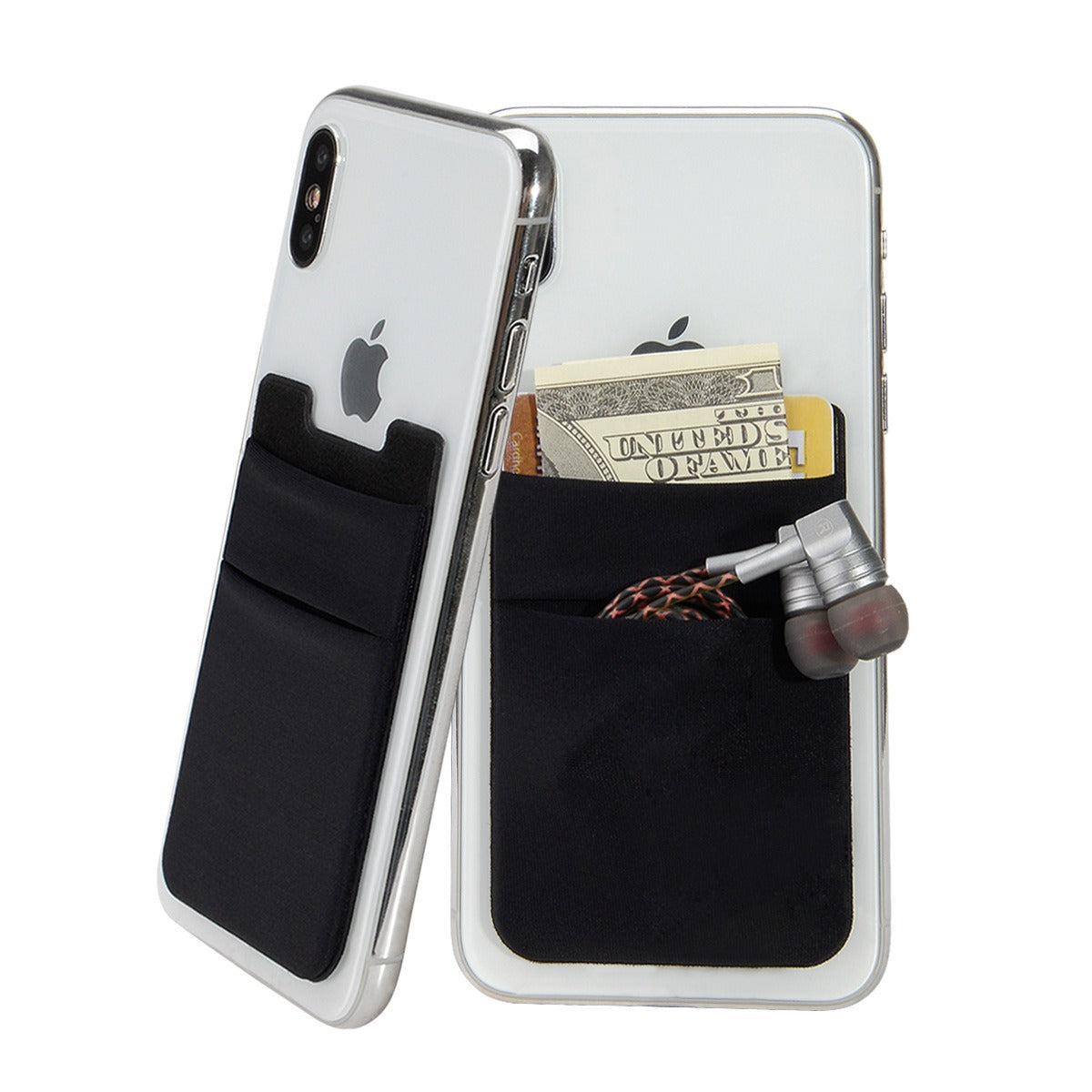 Ultra Slim Lycra Stretch Stick-On Phone Wallet – Dual Card Slots with Hidden Overlap Pocket