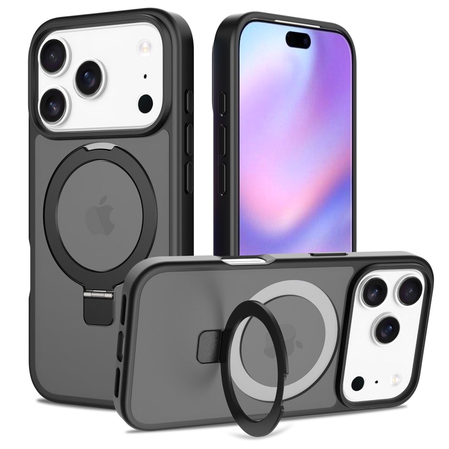 Iphone 12 / 12 pro soft-touch frosted bumper Case with Foldable Magnetic Ring Kickstand, Shockproof
