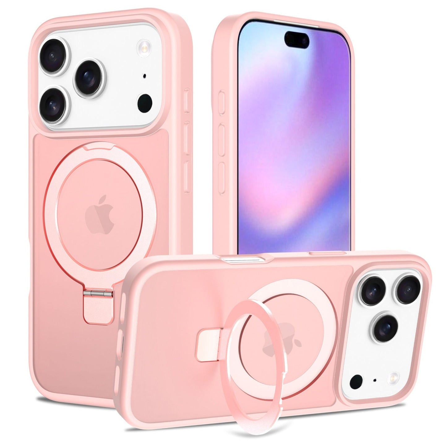 Iphone 15 plus soft-touch frosted bumper Case with Foldable Magnetic Ring Kickstand, Shockproof