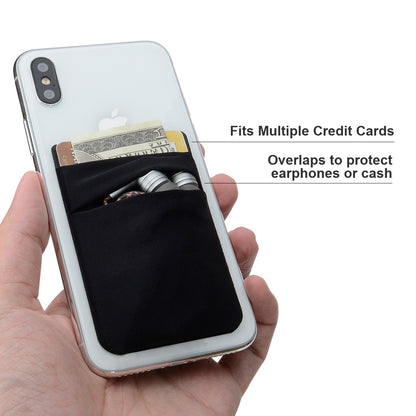 Ultra Slim Lycra Stretch Stick-On Phone Wallet – Dual Card Slots with Hidden Overlap Pocket