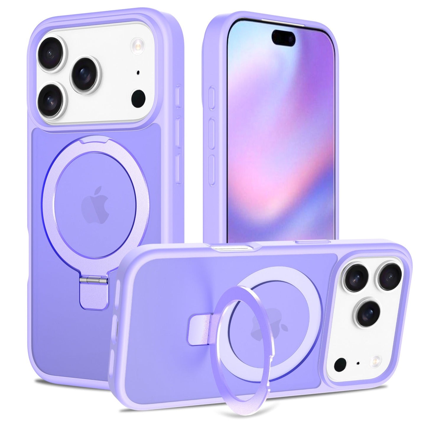 Iphone 16 plus soft-touch frosted bumper Case with Foldable Magnetic Ring Kickstand, Shockproof