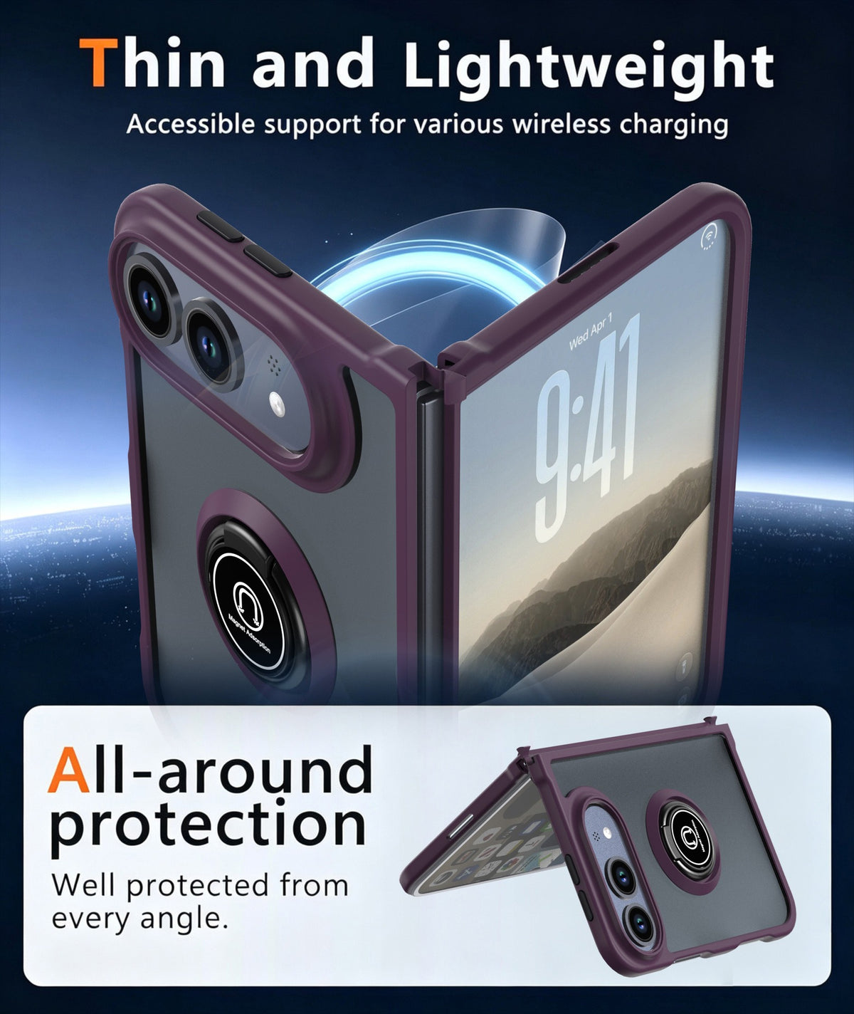 iPhone duo soft-touch frosted bumper Case with swivel ring Stand