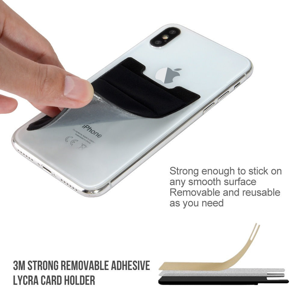 Ultra Slim Lycra Stretch Stick-On Phone Wallet – Dual Card Slots with Hidden Overlap Pocket