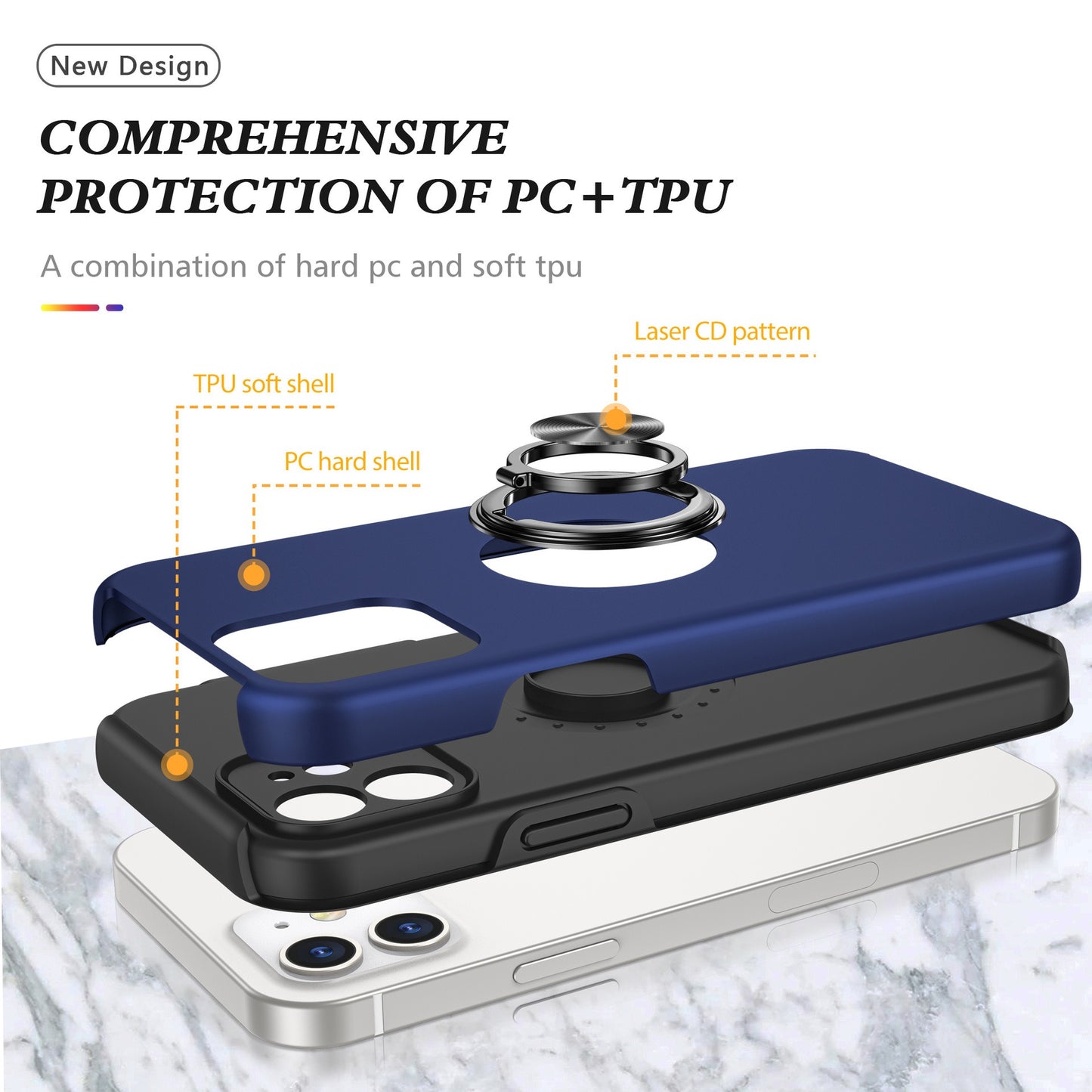 Samsung galaxy a05s Matte Finish Invisible Ring Case Dual Layer with 360° Rotating Stand (B012)