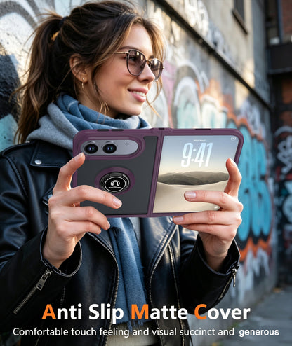 iPhone duo soft-touch frosted bumper Case with swivel ring Stand