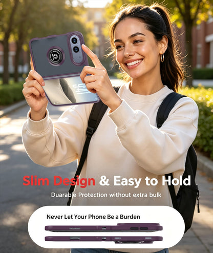iPhone duo soft-touch frosted bumper Case with swivel ring Stand