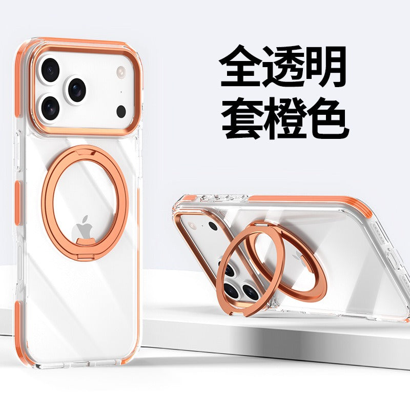 IPhone 13 pro max Crystal Clear MagSafe Case with Rotating Magnetic Ring & Metallic Camera Frame