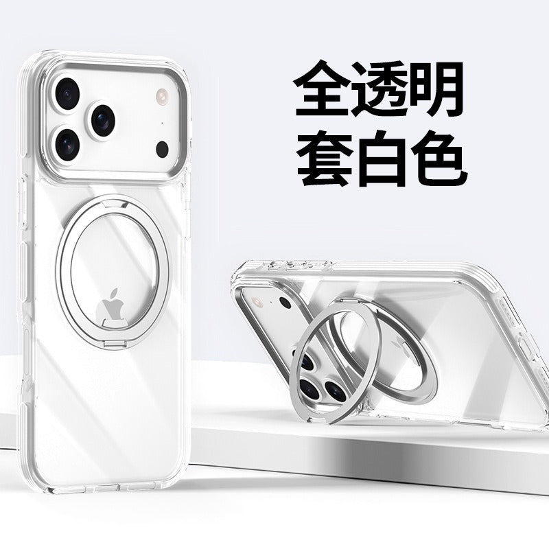 IPhone 13 pro max Crystal Clear MagSafe Case with Rotating Magnetic Ring & Metallic Camera Frame