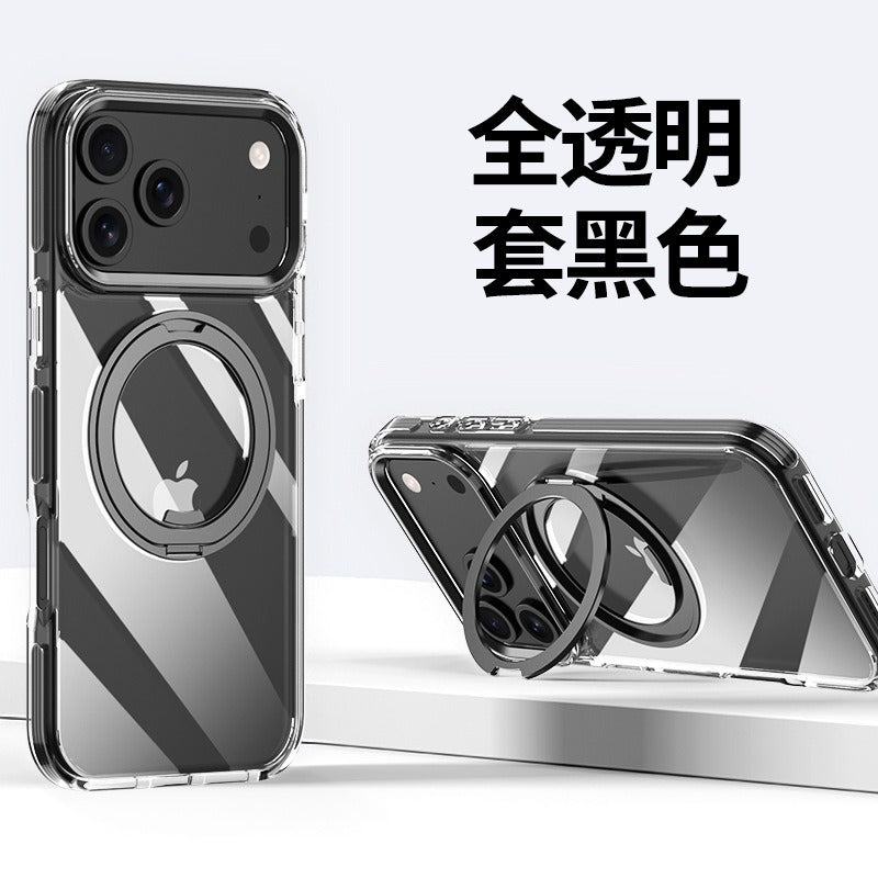 IPhone 13 pro max Crystal Clear MagSafe Case with Rotating Magnetic Ring & Metallic Camera Frame