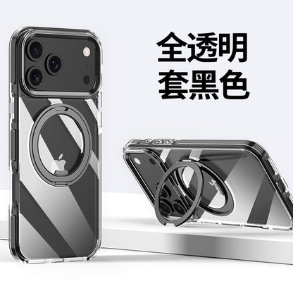IPhone 13 pro max Crystal Clear MagSafe Case with Rotating Magnetic Ring & Metallic Camera Frame