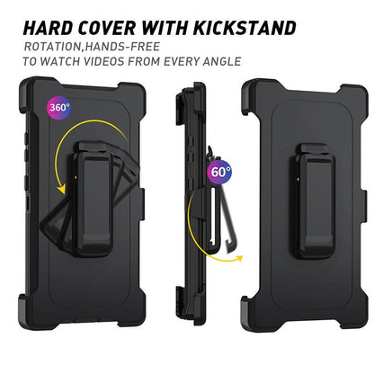 samsung galaxy z fold 5 triple layer otterbox defender style case with 360° Rotating Belt Clip & Kickstand