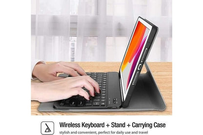 ipad bluetooth keyboard case with detachable keyboard and built in pencil holder black