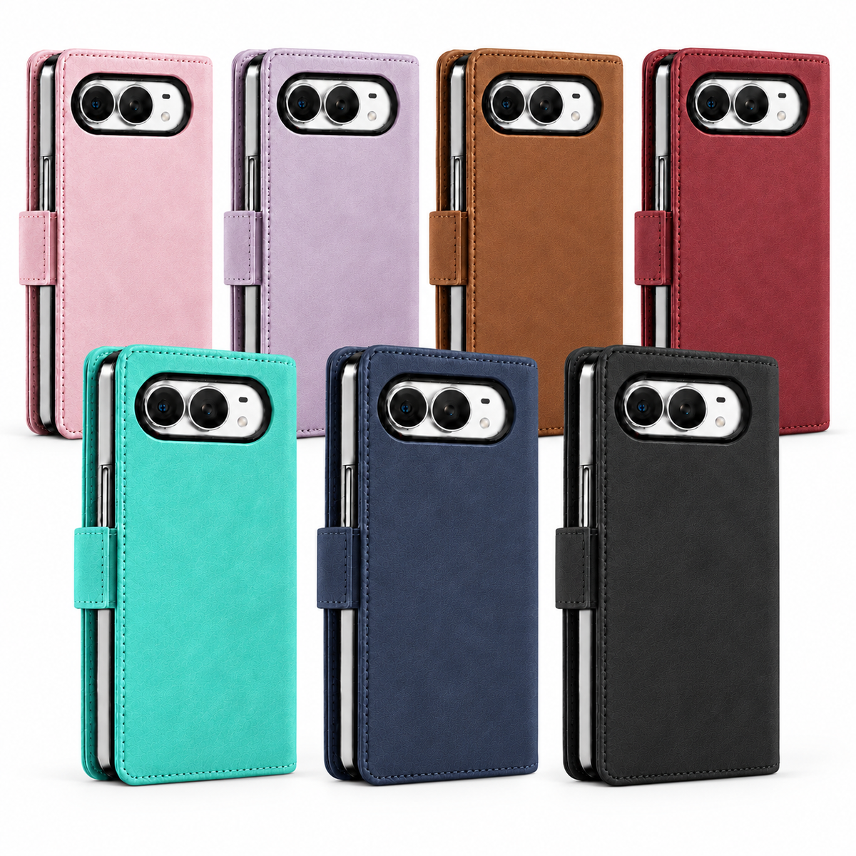iPhone Duo suede finish PU leather wallet case 2 card slots 7 colour options