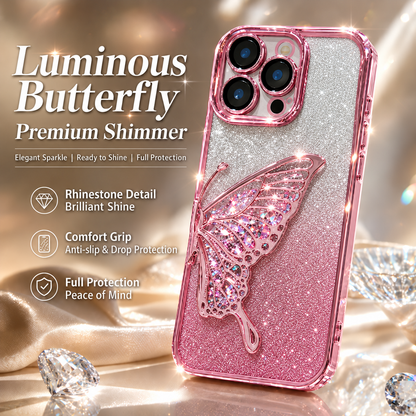 iphone 16 plus floating glitter butterfly case