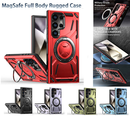 Samsung galaxy s26 plus Magnetic Case with rotating Ring Stand – Full Body Shockproof Rugged Cover, MagSafe Compatible (B011)