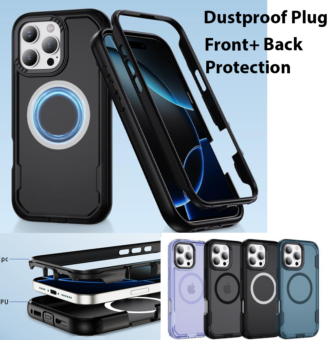 Iphone 17 Matte Finish Front + Back Slim Full Protection Case (Lightweight Design) with Dustproof Plug