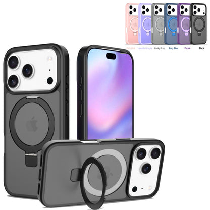 Iphone 15 plus soft-touch frosted bumper Case with Foldable Magnetic Ring Kickstand, Shockproof