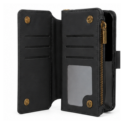 Google Pixel 10 Quilted Zip Wallet Case suede finish dual tone 9 card (w-017)