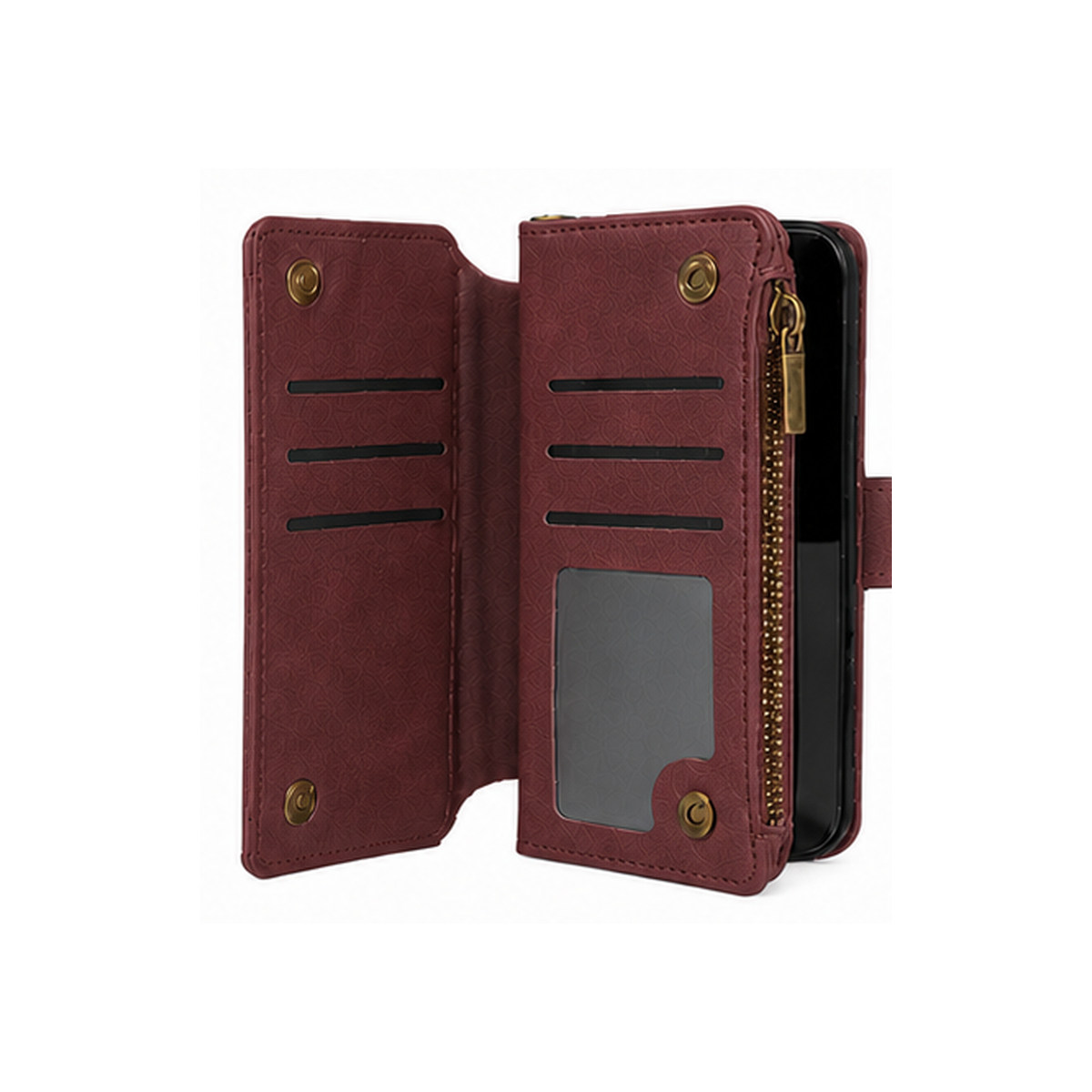 Google Pixel 10 Quilted Zip Wallet Case suede finish dual tone 9 card (w-017)