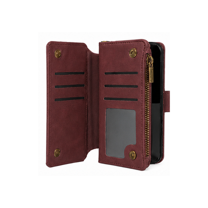 Google Pixel 10 Quilted Zip Wallet Case suede finish dual tone 9 card (w-017)