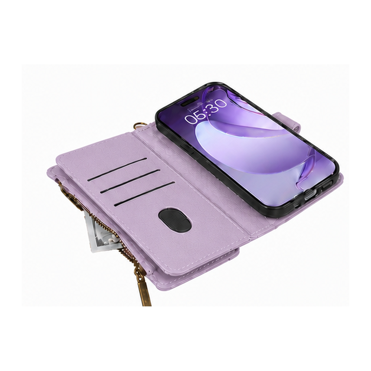 Google Pixel 10 Quilted Zip Wallet Case suede finish dual tone 9 card (w-017)