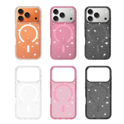 Magnetic Stardust Glitter Case colour options clear pink black